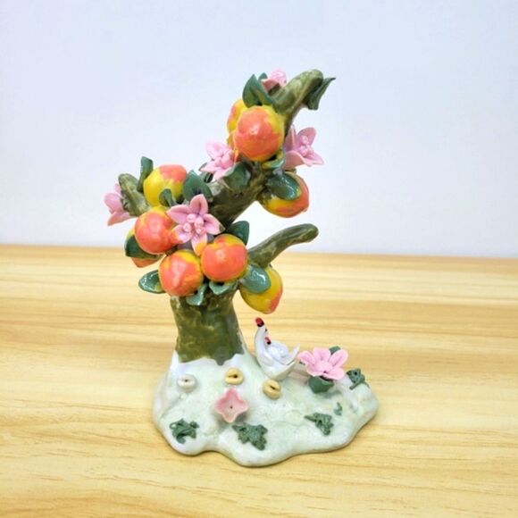 Vintage Porcelain Peach & Floral Tree with Geese Figurine Bone China - Picture 16 of 16